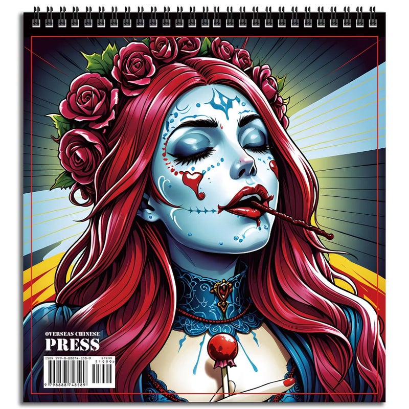 FunLavie FUN LAVIE Sugar Skull Coloring Book for Adults â€“ Elegant Floral Sugar Skull Lady Designs for Women Mindfulness, Stress Relief & Relaxation, Spiral Bound, Perfect Day of The Dead Art Gift - Image 1