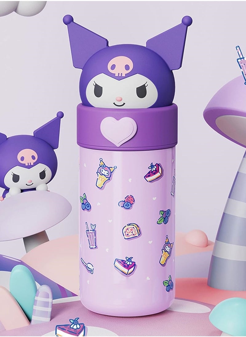 Jorunb - Cute Water Bottle Cartoon Thermos Water Bottle Cute Insulated Water Bottle Stainless Steel Water Cup for Hot or Cold Drinks Adorable Travel Mug School Boys Girls 350ML/12.3oz (Purple) - Image 1