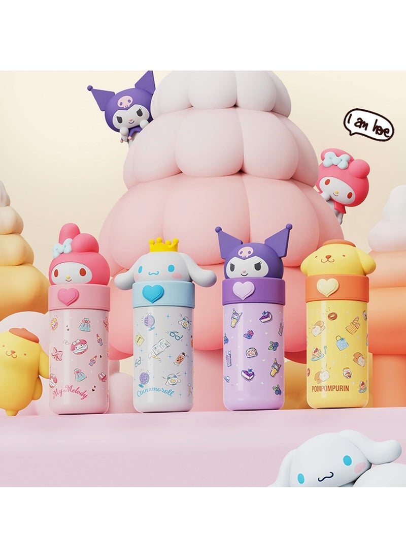 Jorunb - Cute Water Bottle Cartoon Thermos Water Bottle Cute Insulated Water Bottle Stainless Steel Water Cup for Hot or Cold Drinks Adorable Travel Mug School Boys Girls 350ML/12.3oz (Purple) - Image 1