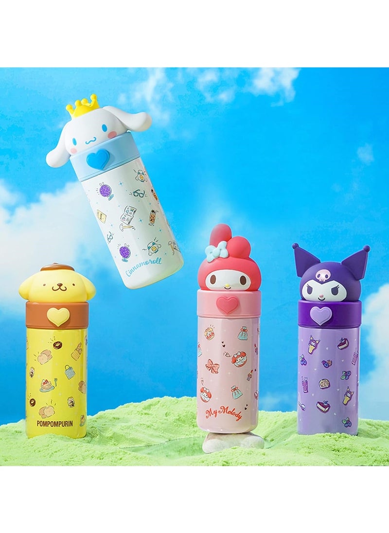 Jorunb - Cute Water Bottle Cartoon Thermos Water Bottle Cute Insulated Water Bottle Stainless Steel Water Cup for Hot or Cold Drinks Adorable Travel Mug School Boys Girls 350ML/12.3oz (Purple) - Image 1