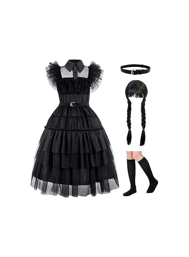 NIBEMINENT Black costume girls dress for Kids Black Family Costumes Halloween costumes girls Party Dress 4-13Y - Image 1