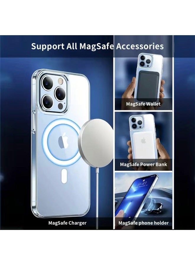 Magnetic for iPhone 13 Case [Compatible with Magsafe] [Military-Grade Protection] Thickened Anti-Drop Transparent Anti-Yellowing Protective case (Transparent, iPhone 13) - Image 3