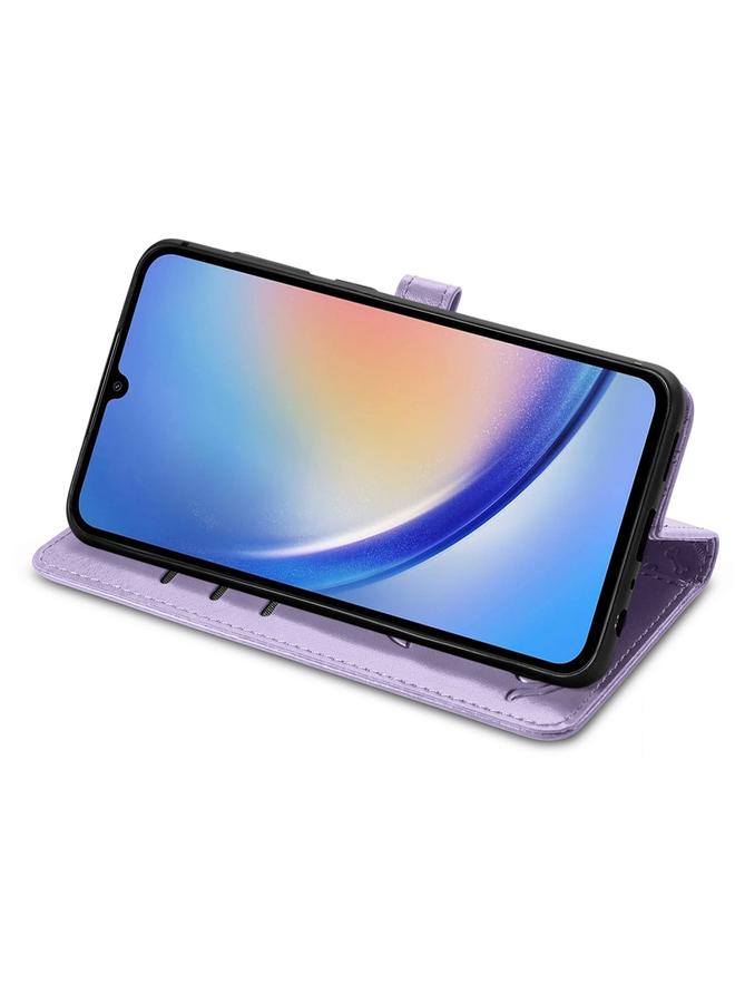 اس-توب جراب لهاتف Samsung Galaxy A35 5G، جراب هاتف من الجلد المنقوش بنقشة قطة وكلب - Image 4