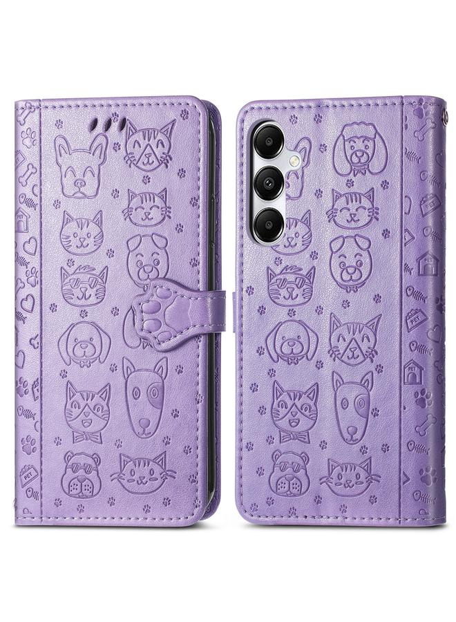 اس-توب جراب لهاتف Samsung Galaxy A35 5G، جراب هاتف من الجلد المنقوش بنقشة قطة وكلب - Image 2