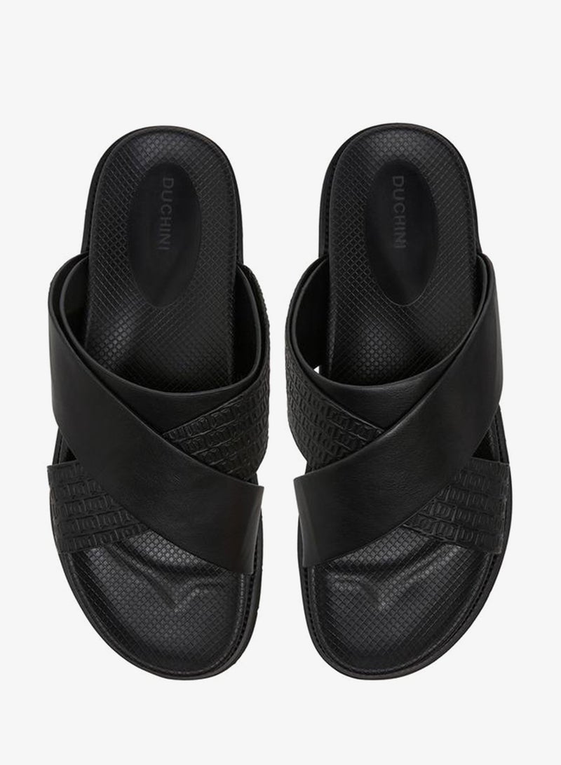 DUCHINI صنادل مريحة للرجال مع حزام متقاطع مزخرف - Image 3