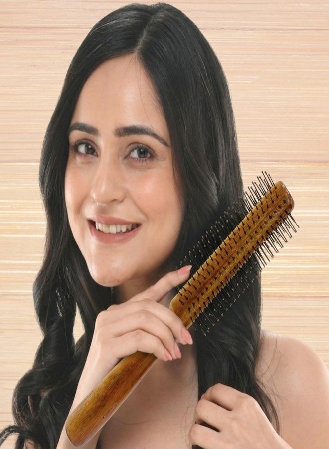 Midazzle Wooden Bold Hair Brush for Women & Men | Natural Wooden Bristles Scalp Massage Comb | Anti-Static, Reduces Frizz & Hair Fall | Detangling Paddle Brush for Thick, Curly & Straight Hair (MIHB0047) - Image 5
