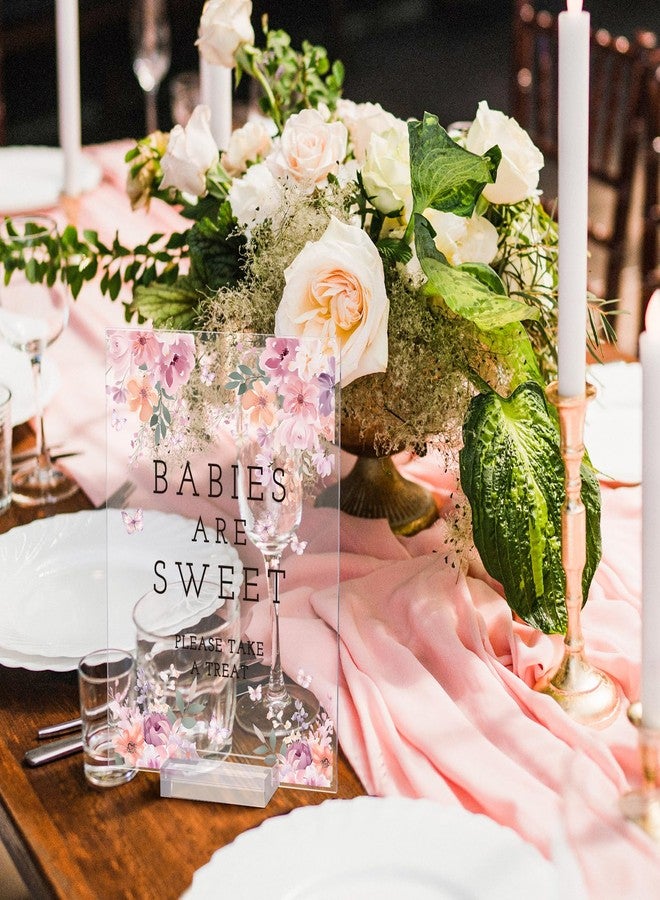 Vercraft 6 Pcs Pink Floral Baby in Bloom Baby Shower Table Decorations Take One Sign Thank You Pastel Acrylic Sign Centerpieces with Stand 5 x 7" Spring Birthday Party Decorations for Guests Gifts - Image 3