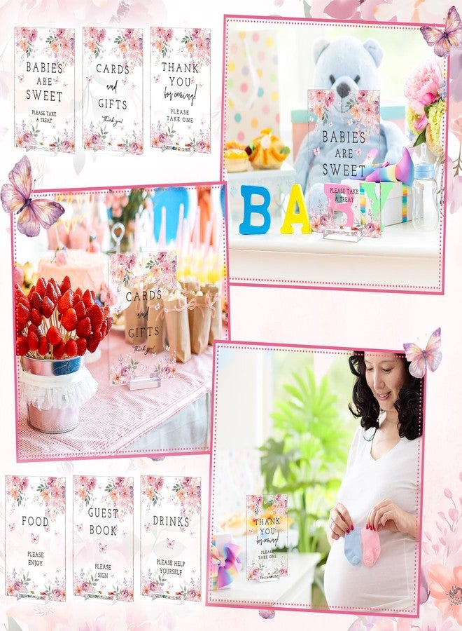 Vercraft 6 Pcs Pink Floral Baby in Bloom Baby Shower Table Decorations Take One Sign Thank You Pastel Acrylic Sign Centerpieces with Stand 5 x 7" Spring Birthday Party Decorations for Guests Gifts - Image 5