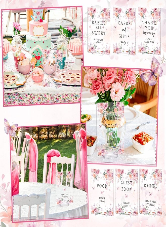 Vercraft 6 Pcs Pink Floral Baby in Bloom Baby Shower Table Decorations Take One Sign Thank You Pastel Acrylic Sign Centerpieces with Stand 5 x 7" Spring Birthday Party Decorations for Guests Gifts - Image 2