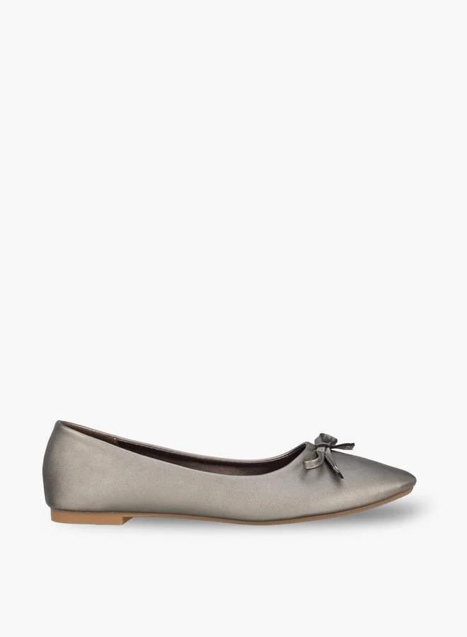 Flora Bella By Shoexpress PEWTER Women Bow Accent Ballerina Shoes for Women | Best Price UAE