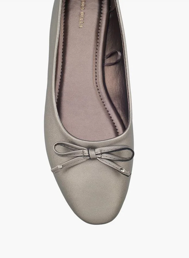 Flora Bella By Shoexpress PEWTER Women Bow Accent Ballerina Shoes for Women | Best Price UAE