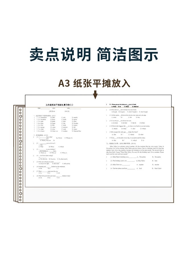 Deli 72616 A3 Sheet Protector 20 Pages – Transparent, 30-Hole Universal Fit, Smooth Round Openings, Compatible with Various Binders - Image 3