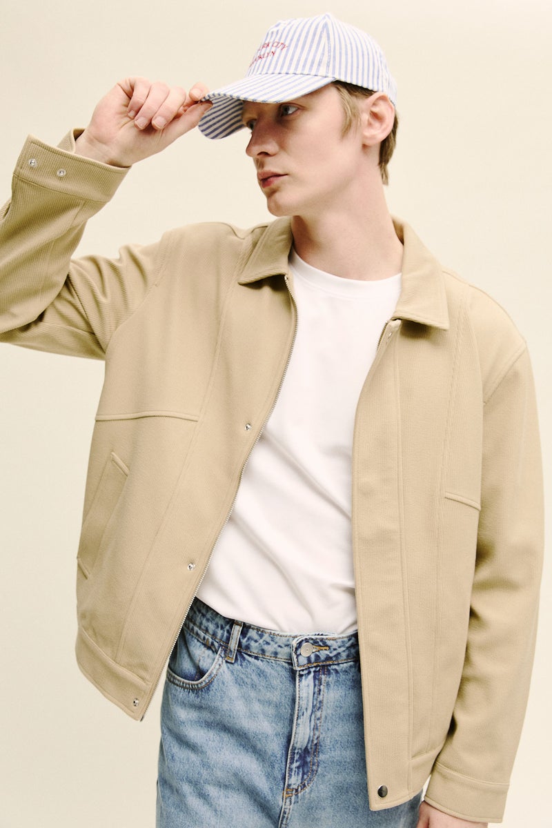 DeFacto Beige Man Regular Fit Polo Collar Jacket Casual - Image 1