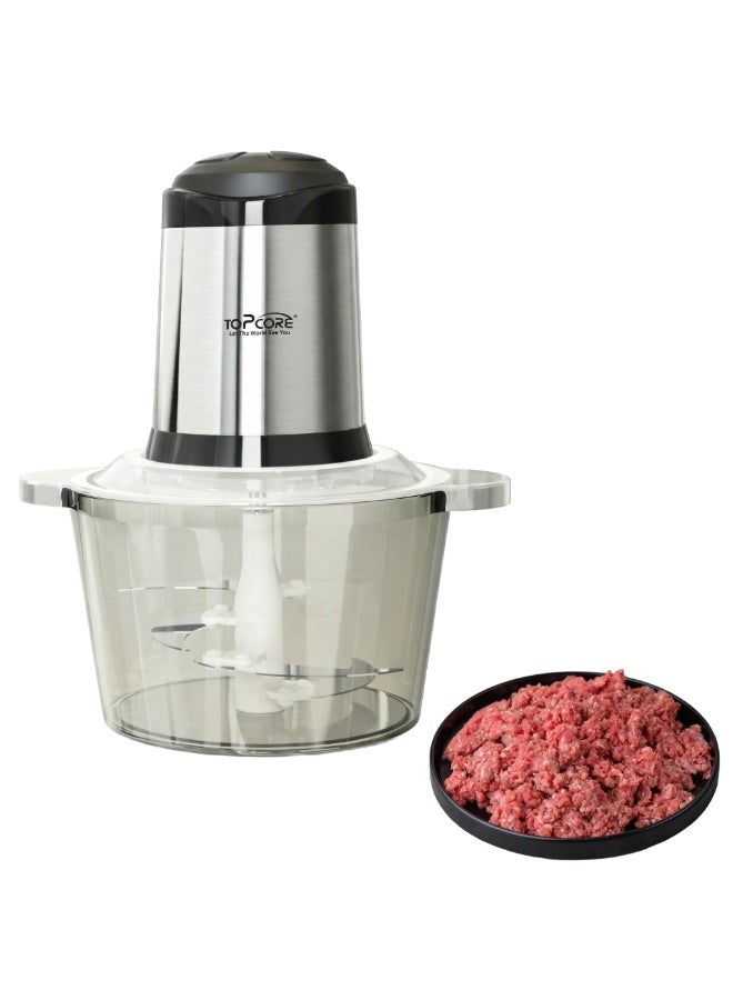 توب كور مفرمة لحم كهربائية بمحرك 300 واط – سعة 2 لتر، 4 شفرات من الفولاذ المقاوم للصدأ، تحكم بسرعتين، نظام قفل أمان وقدرة متعددة الاستخدامات لتقطيع الطعام - Image 1