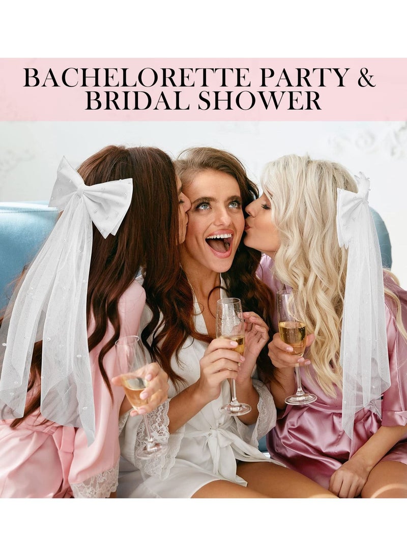 إسكدنيا دبوس شعر بشريط شبكي ، حجاب منحن للعروس أبيض لؤلؤي مشبك علوي لفساتين الزفاف إكسسوارات وصيفة العروس (قوس أبيض) - Image 2