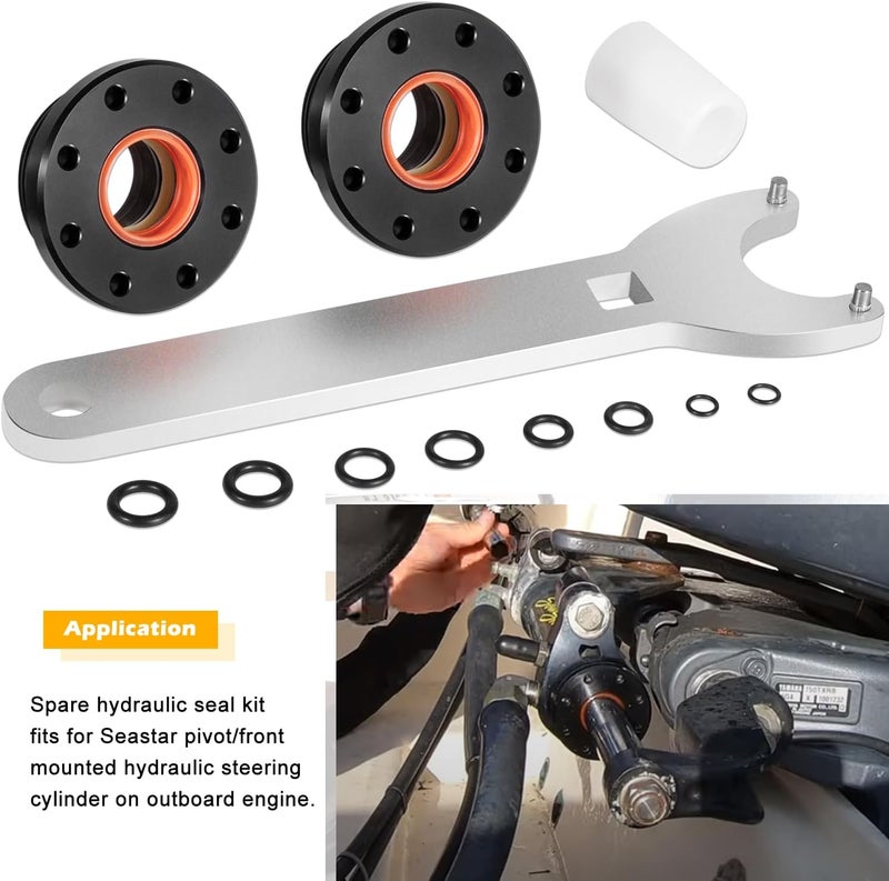 Danti HC5345 Seal Kit For SeaStar Hydraulic Steering Cylinder Seal Kit with Pin Wrench HS5157 compatible with HC5340, HC5341, HC5342, HC5343, HC5344, HC5345,HC6750, HC6751 - Image 2