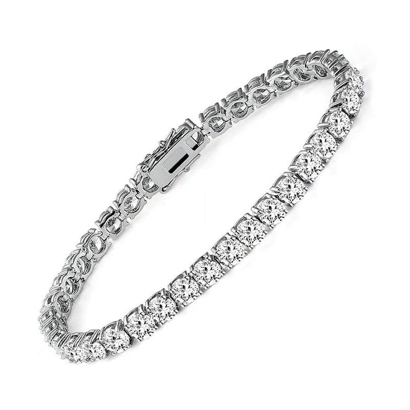 MDFUN 18k White Gold Plated CZ Tennis Bracelet, 4MM Cubic Zirconia Charm Bracelet for Women Men (7.0" tennis bracelet) - Image 1
