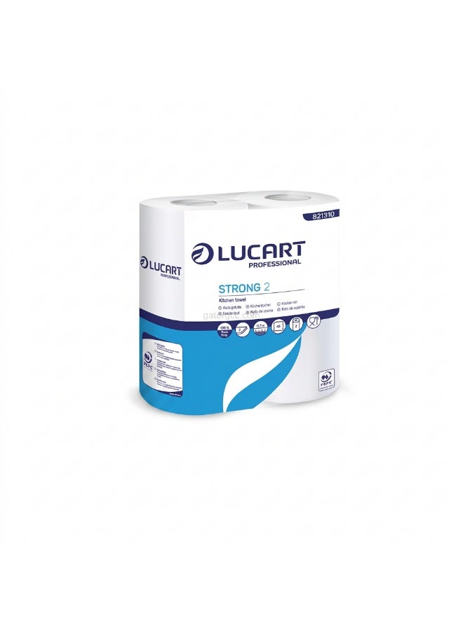 لوكارت رول مناديل مطبخ Lucart Strong 2 | مناشف ورقية 2 طبقة عالية الامتصاص | رول مطبخ تجاري | 48 ورقة | 40 رول - Image 1