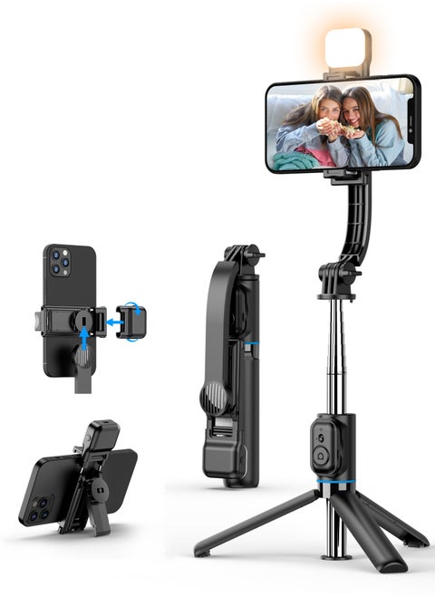 42" Selfie Stick Tripod with Fill Light, XQOOPS Extendable All-in-1 Phone Tripod Stand with Remote & Phone Holder, Cell Phone Tripod Stand for Taking Selfie Photo | Videos | Vlog During Travel
