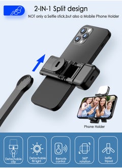 XQOOPS 42" Selfie Stick Tripod with Fill Light, XQOOPS Extendable All-in-1 Phone Tripod Stand with Remote & Phone Holder, Cell Phone Tripod Stand for Taking Selfie Photo | Videos | Vlog During Travel  - Image 3