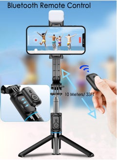 XQOOPS 42" Selfie Stick Tripod with Fill Light, XQOOPS Extendable All-in-1 Phone Tripod Stand with Remote & Phone Holder, Cell Phone Tripod Stand for Taking Selfie Photo | Videos | Vlog During Travel  - Image 4