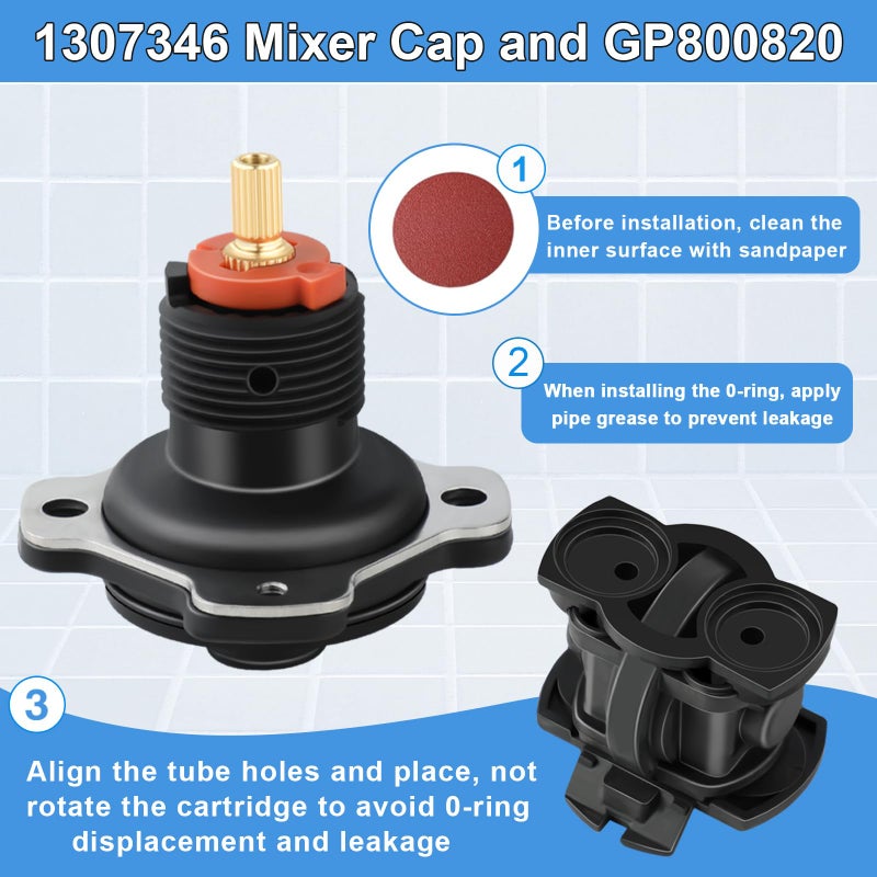 Edifla 1307346 Mixer Cap Sp Kit and GP800820 Pressure Balancing Unit Cartridge Compatible with Kohler Shower Valve, Shower Cartridge Repair Kit for Rite-Temp and K-304 Shower Valve, Retro - Image 4