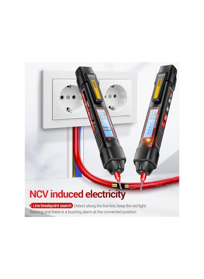 PROMASS مقياس متعدد الوظائف من نوع القلم A3006 Pro 4000 عد - جهاز اختبار جهد AC/DC متعدد الاستخدامات، كاشف خط النار صفر هيرتز، أداة كهربائية رقمية مع شاشة LCD مضاءة، مدمجة وقابلة للحمل - Image 2