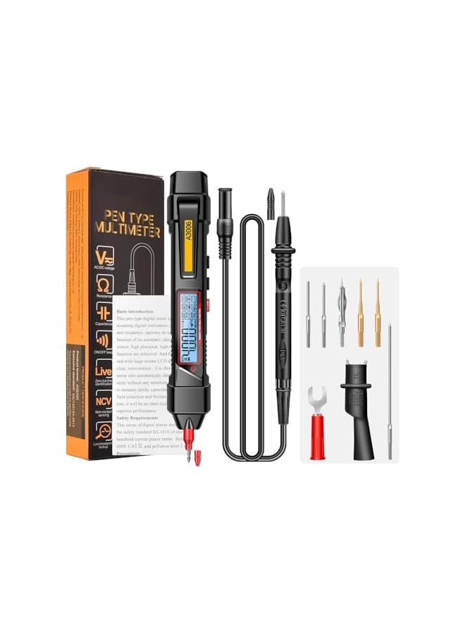 PROMASS مقياس متعدد الوظائف من نوع القلم A3006 Pro 4000 عد - جهاز اختبار جهد AC/DC متعدد الاستخدامات، كاشف خط النار صفر هيرتز، أداة كهربائية رقمية مع شاشة LCD مضاءة، مدمجة وقابلة للحمل - Image 1