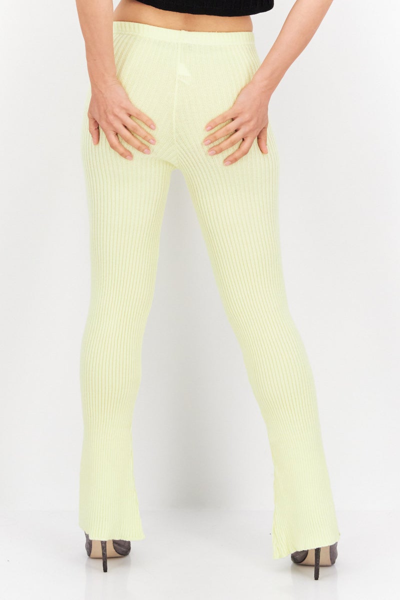 MISSY EMPIRE Women Knitted Co-ord Pull On Flare Pants, Yellow  - Image 3