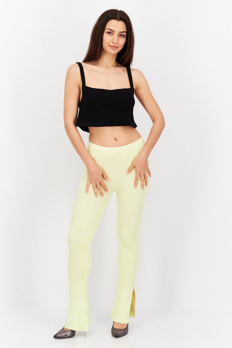 MISSY EMPIRE Women Knitted Co-ord Pull On Flare Pants, Yellow  - Image 4