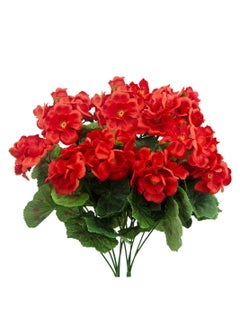 Excefore 2 Pcs Artificial Red Geranium Bush Faux Flowers Geraniums Silk Flowers Outdoor Plant Bush Red Geraniums for Floral Home Decor Indoor Garden Patio Grave Cemetary Vase Table Centerpiece  - Image 1