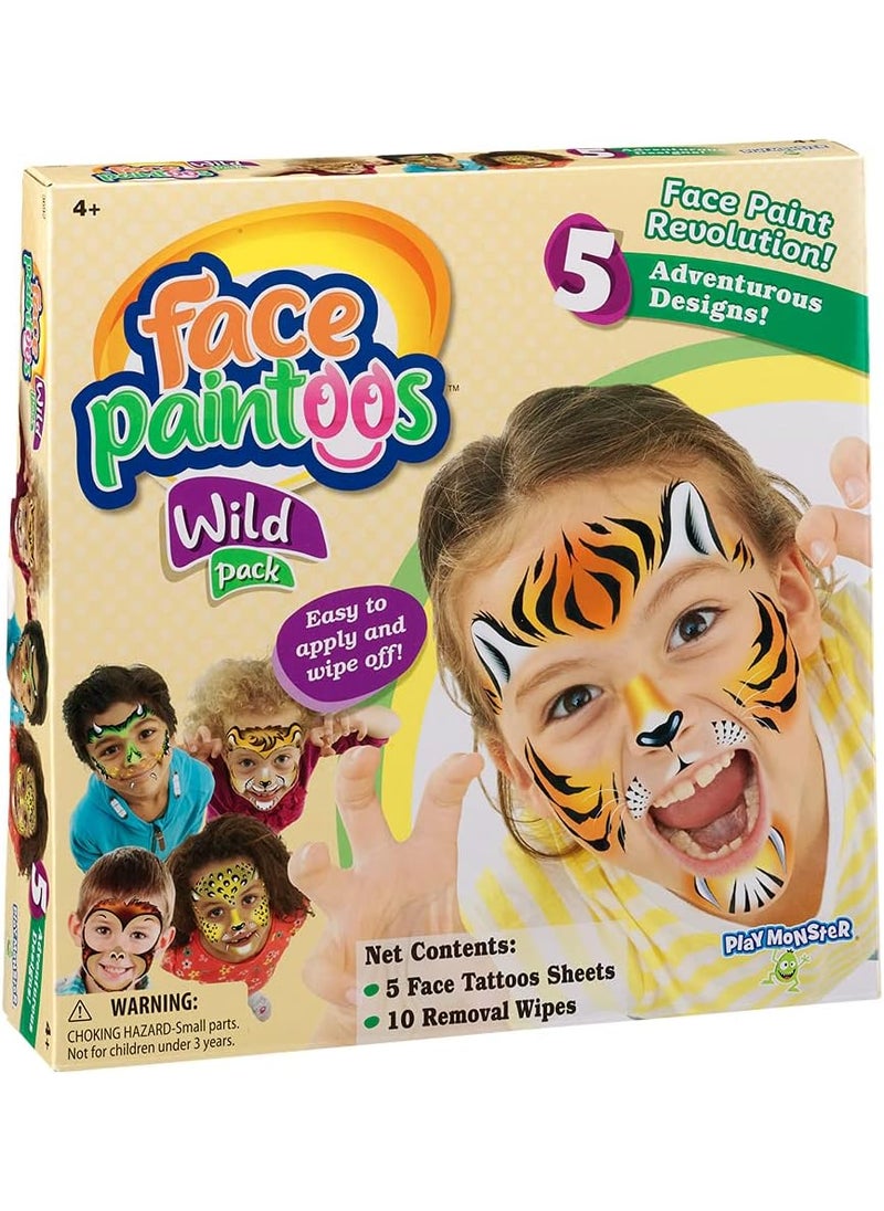 PlayMonster - Face Paintoos - Wild Pack - Face Design for a Face Paint Alternative for Kids Ages 4+ - Image 1