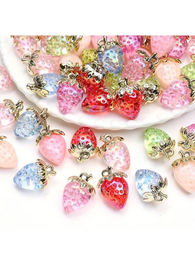 10 Pcs Strawberry Keychain Set Color Set 3 Sweet Fruit DIY Handmade Mobile Chain Party Decorations - Image 1