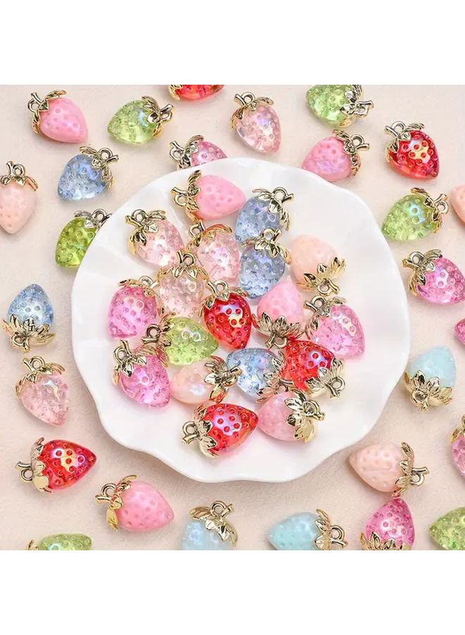 10 Pcs Strawberry Keychain Set Color Set 3 Sweet Fruit DIY Handmade Mobile Chain Party Decorations - Image 2