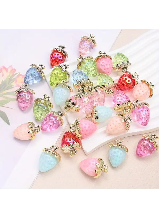 10 Pcs Strawberry Keychain Set Color Set 3 Sweet Fruit DIY Handmade Mobile Chain Party Decorations - Image 3