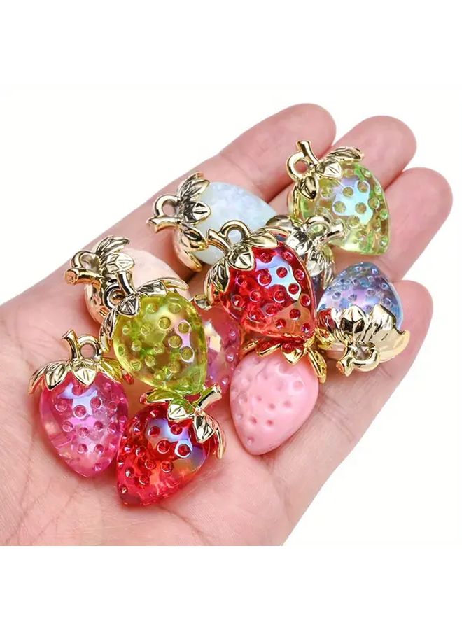 10 Pcs Strawberry Keychain Set Color Set 3 Sweet Fruit DIY Handmade Mobile Chain Party Decorations - Image 5