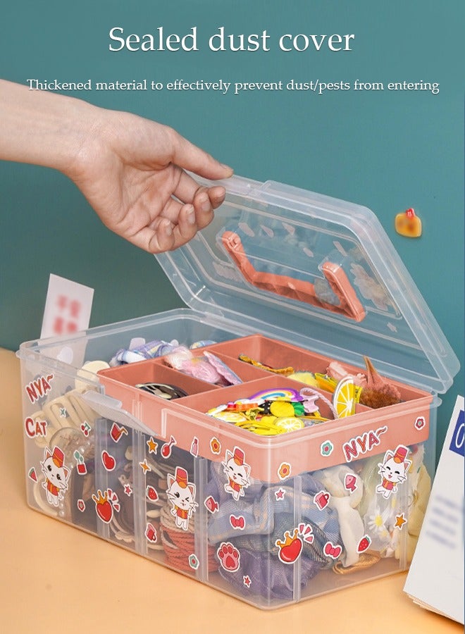DUNISO Transparent Plastic Storage Box, Large Double-Layer Multifunctional Tea Set Storage Box, Can Be Used To Store Various Small Parts, Tea Bags, Coffee Bags, Etc., Portable, Dustproof And Waterproof  - Image 5