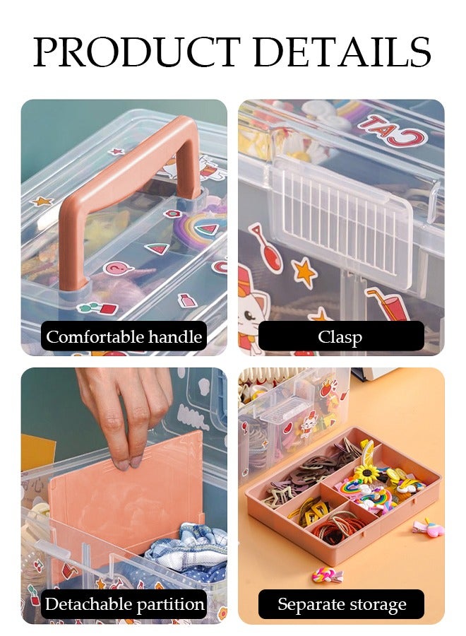 DUNISO Transparent Plastic Storage Box, Large Double-Layer Multifunctional Tea Set Storage Box, Can Be Used To Store Various Small Parts, Tea Bags, Coffee Bags, Etc., Portable, Dustproof And Waterproof  - Image 3