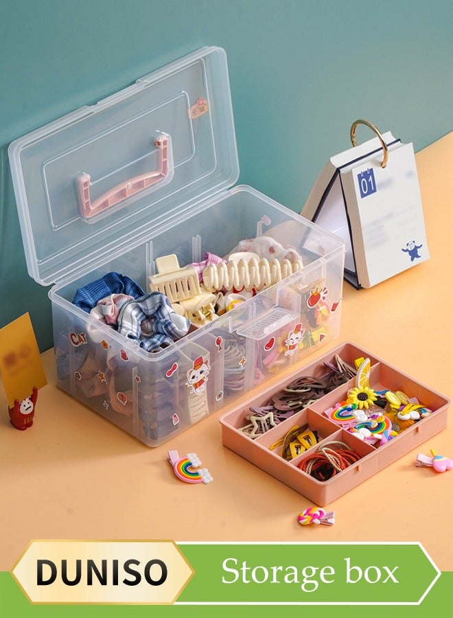 DUNISO Transparent Plastic Storage Box, Large Double-Layer Multifunctional Tea Set Storage Box, Can Be Used To Store Various Small Parts, Tea Bags, Coffee Bags, Etc., Portable, Dustproof And Waterproof  - Image 1