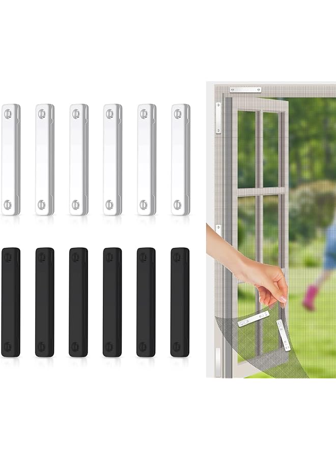The Bros مشبك شاشة نافذة مغناطيسي، شريط مغناطيسي، 12 قطعة مشبك نافذة مغناطيسي ذاتي اللصق لشاشة الذباب، مشابك تثبيت عالمية بدون ثقب للأبواب، ستائر شبكية، ستائر أبواب - Image 1