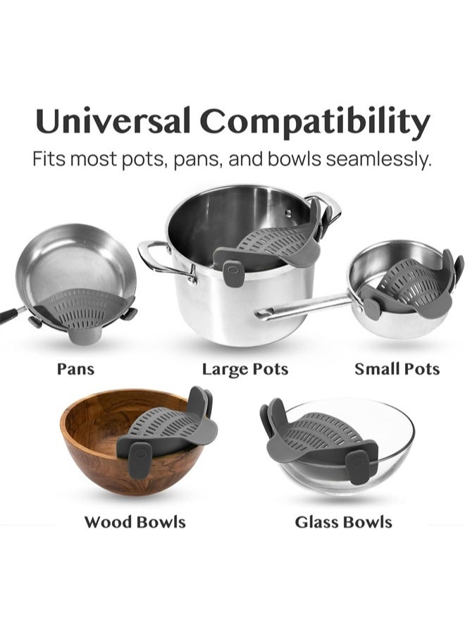 هومستر منخل الإجهاد ومنخل المعكرونة، منخل سيليكون قابل للتعديل للفخ على الأواني والقدور، رمادي - Image 5