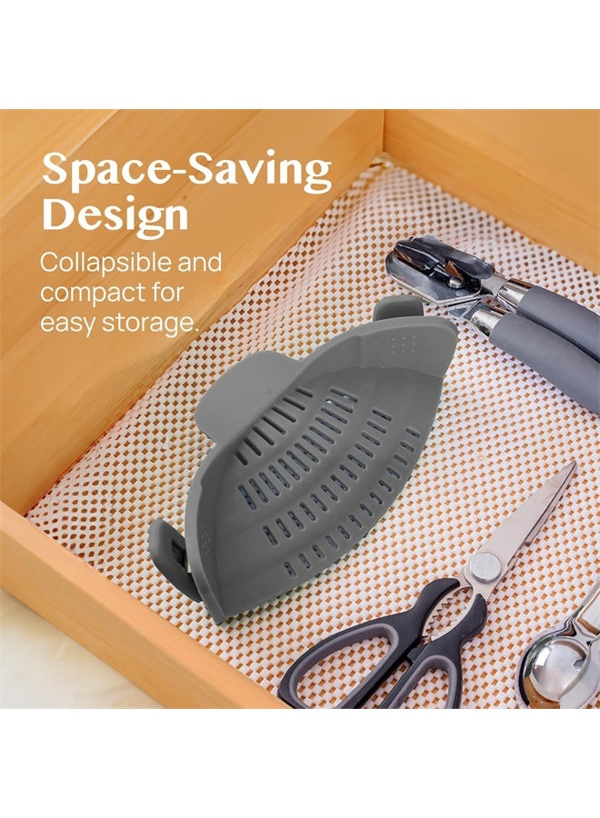 هومستر منخل الإجهاد ومنخل المعكرونة، منخل سيليكون قابل للتعديل للفخ على الأواني والقدور، رمادي - Image 4