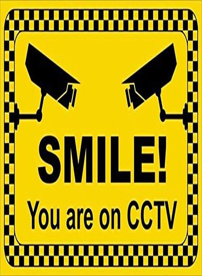 PRIBOX Smile! You Are on Camera - Under Surveillance CCTV Security Sign Board (13x20 cm) | Office, Home, Shop, Business Premises Safety Warning Sign | Sunboard Sticker for Indoor & Outdoor Use (Multi-Color)