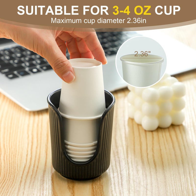 Dobbyby Ceramic Bathroom Cup Dispenser with Stylish Vertical Stripes - Disposable Mouthwash Cup Holder Holds 3-4oz Paper Cups for Rinsing Cups on Bathroom Vanity Countertops (Matte Black) - Image 4