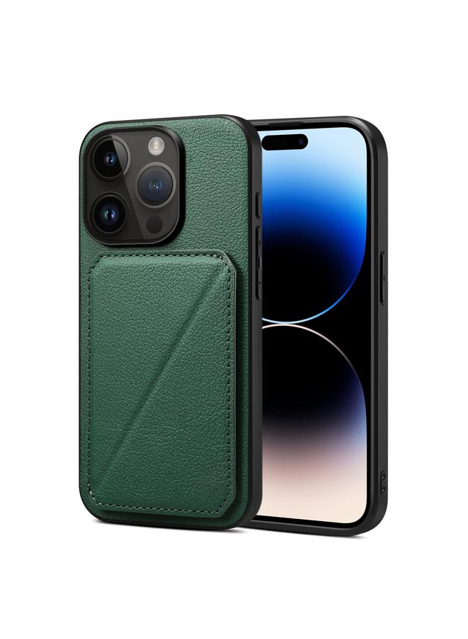 اس-توب جراب خلفي لهاتف iPhone 15 Pro مصنوع من جلد العجل الصناعي مع حامل - Image 1