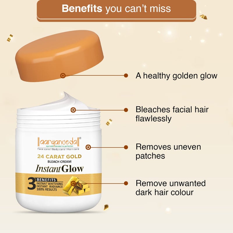 Aryanveda 24 Carat Gold Bleach Cream 400g Apricot Whip Moisturizing Cream 90g - Image 2