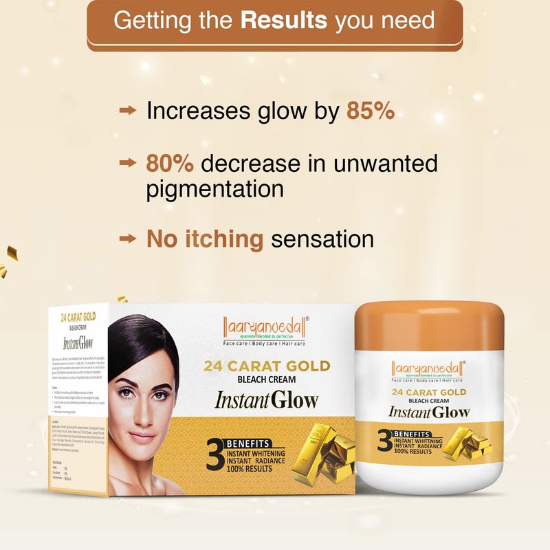 Aryanveda 24 Carat Gold Bleach Cream 400g Apricot Whip Moisturizing Cream 90g - Image 3