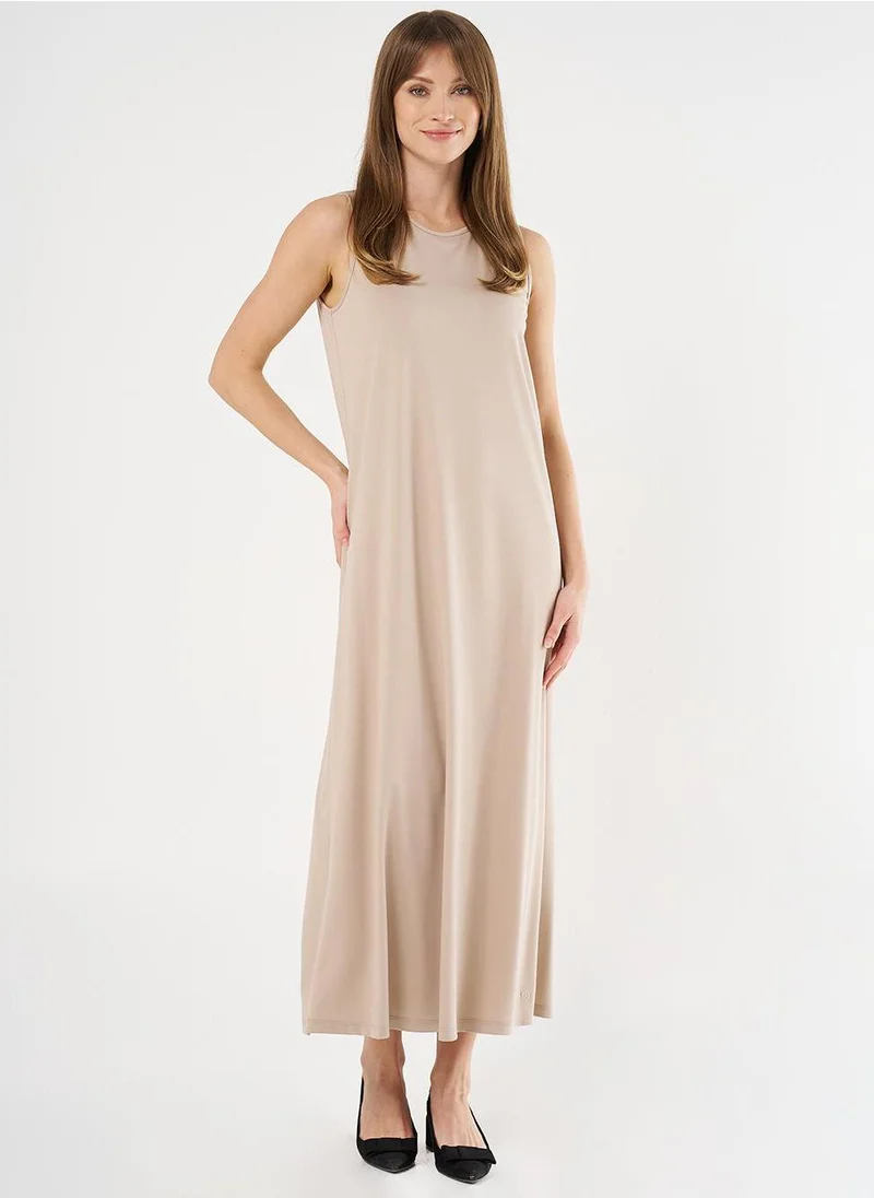 Kayra Crew Neck Jersey Dress Stone