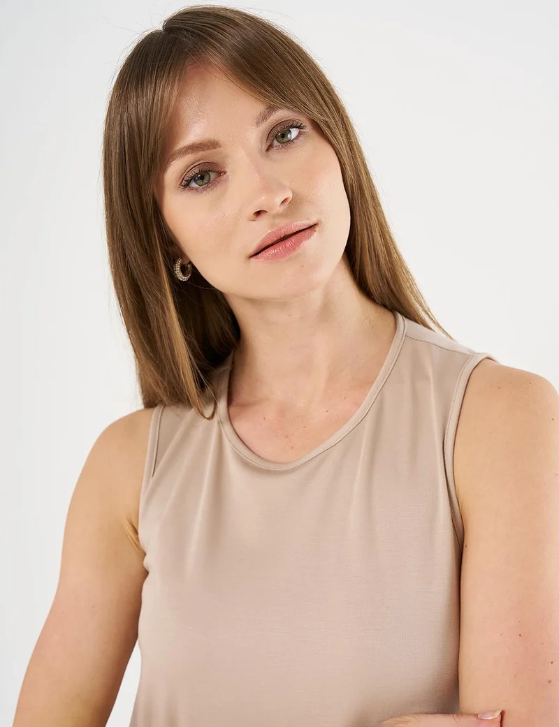 Kayra Crew Neck Jersey Dress Stone