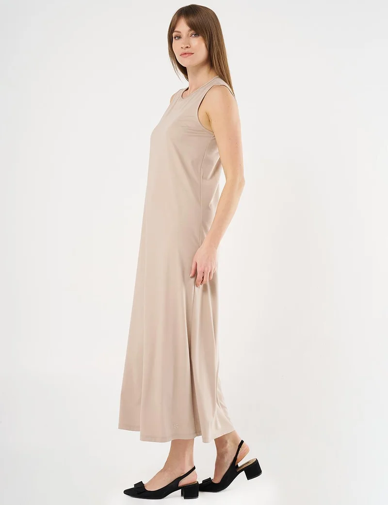 Kayra Crew Neck Jersey Dress Stone